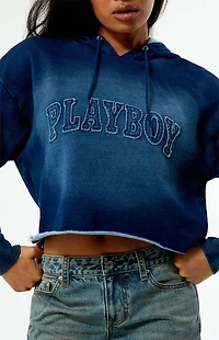 Playboy By PacSun Frayed Applique Cropped Hoodie