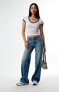 Pacsun Zoe Low Rise Girlfriend Jeans Medium Blue