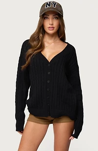 Edikted Francine Oversized V Neck Cardigan