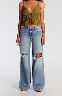 Pacsun Casey Low Rise Baggy Jeans Ripped Medium Indigo