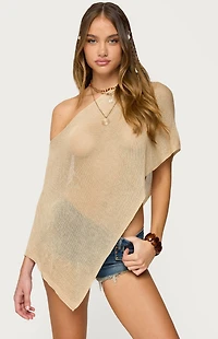 Edikted Azalia Asymmetric Knit Poncho