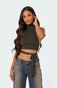 Edikted Hamlin Wrap Tie Crop Top