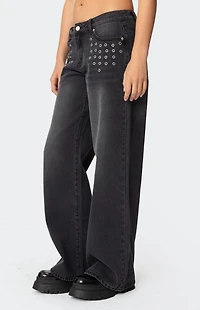 Edikted Grommet Low Rise Baggy Jeans