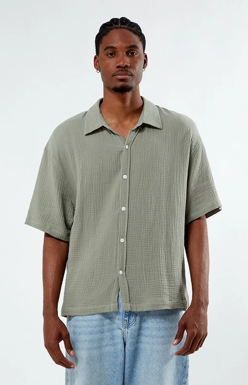 Pacsun Cropped Boxy Gauze Camp Shirt