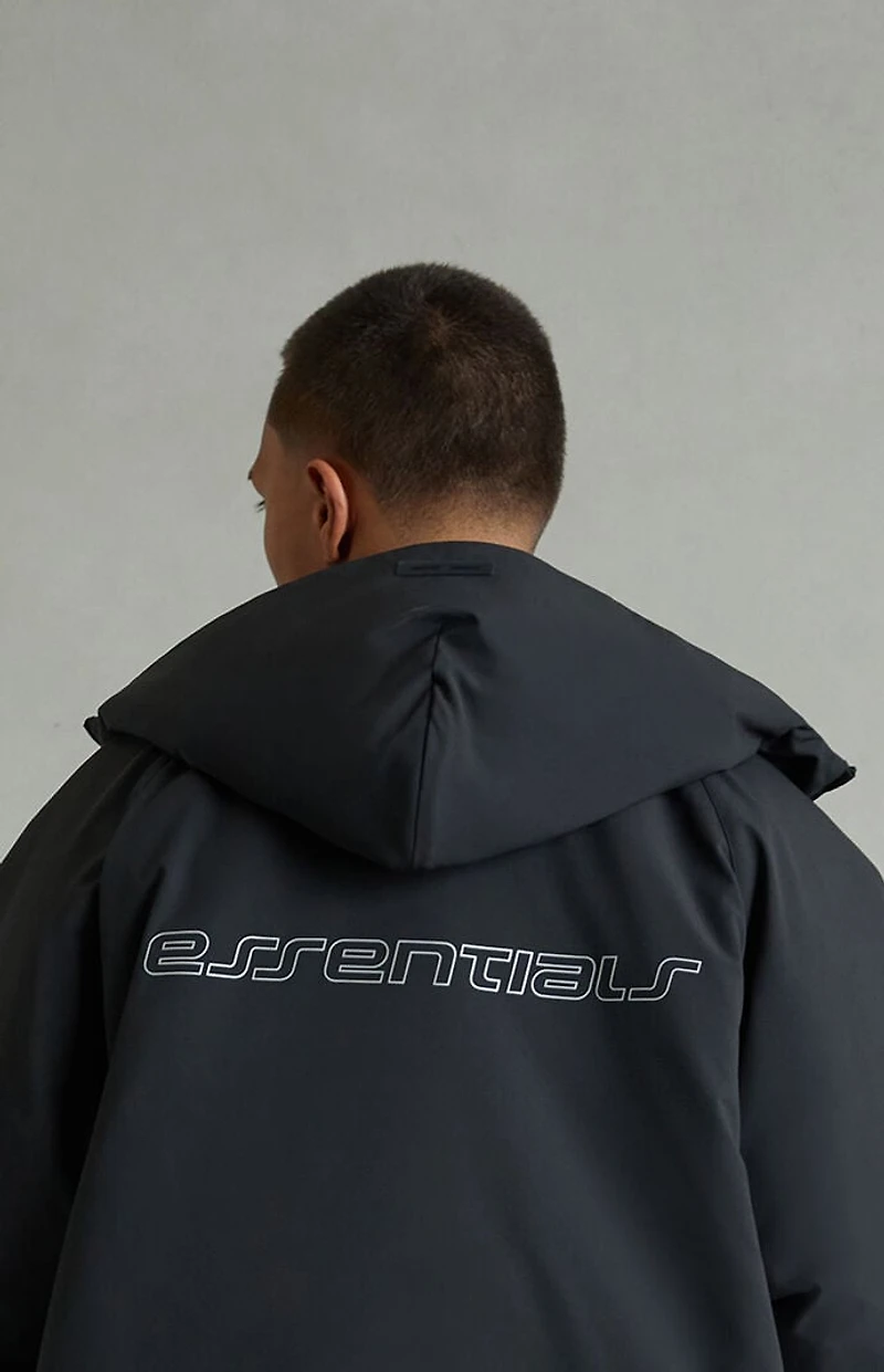 Fear of God ESSENTIALS Vintage Black Hooded Parka Jacket