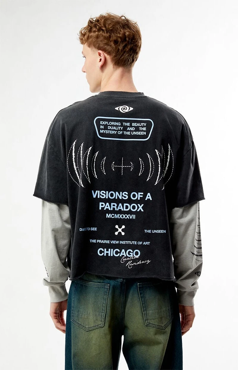 Pacsun Visions Of Paradox 2fer Long Sleeve Cropped T-Shirt