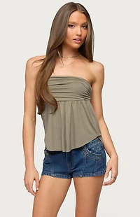 Edikted Bowey Draped Cutout Strapless Top