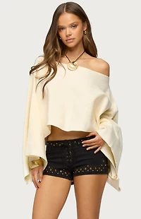Edikted Sharla Off Shoulder Poncho Sweater