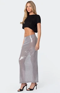 Edikted Riki Sheer Sequin Maxi Skirt