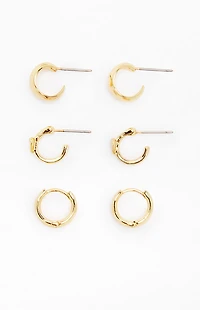 LA Hearts 3 Pack Delicate Hoop Earrings