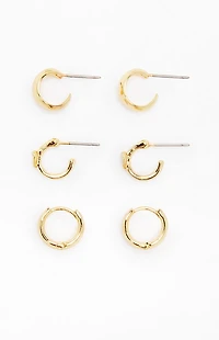 LA Hearts 3 Pack Delicate Hoop Earrings