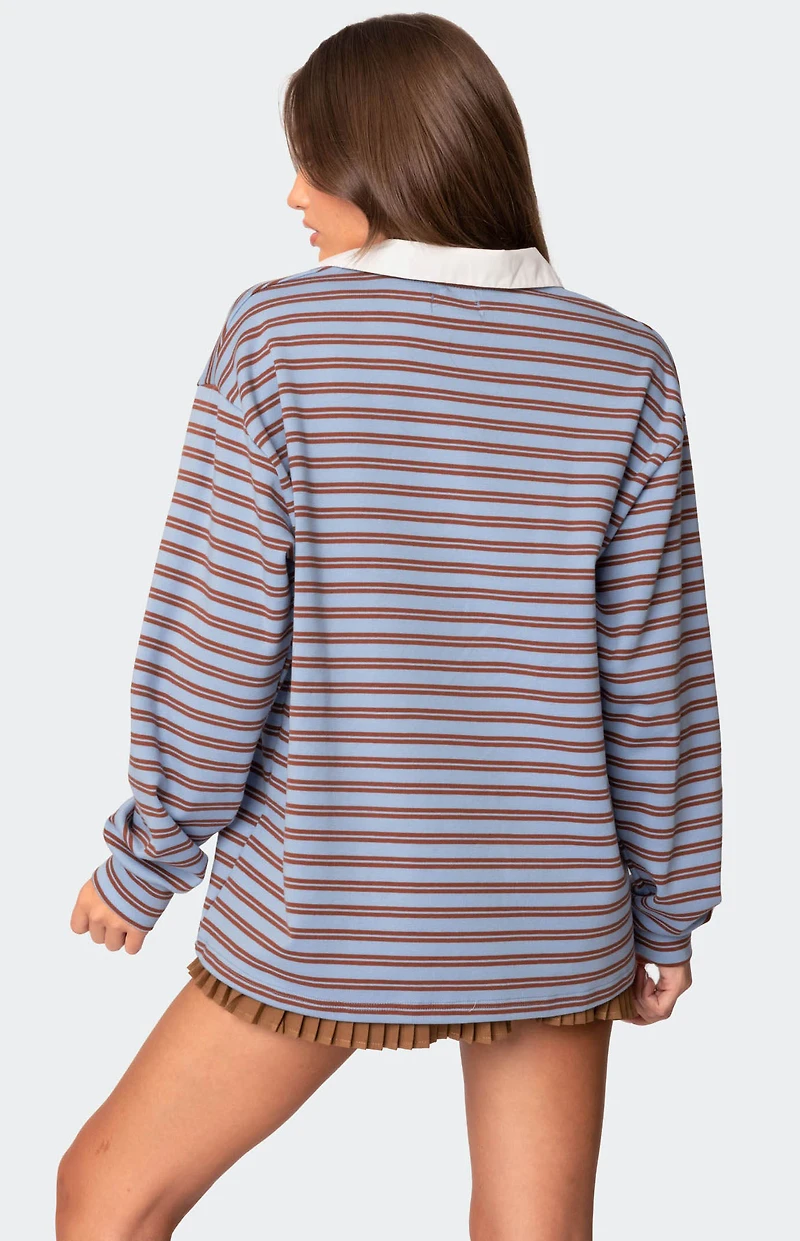 Edikted Stripey Oversized Collared Shirt