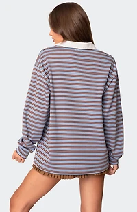 Edikted Stripey Oversized Collared Shirt