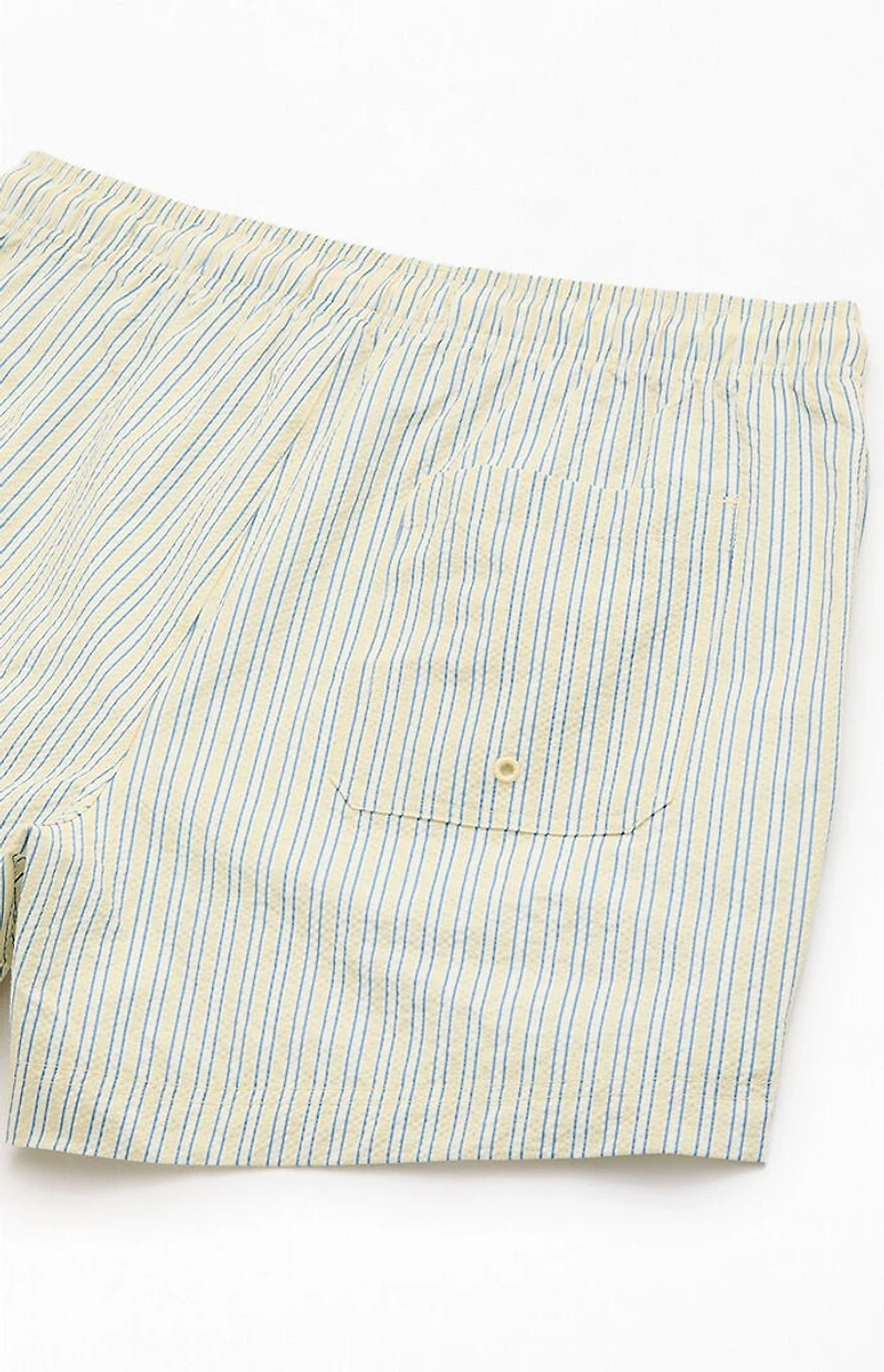 Pacsun Smiley Stripe Seersucker 4.5" Swim Trunks