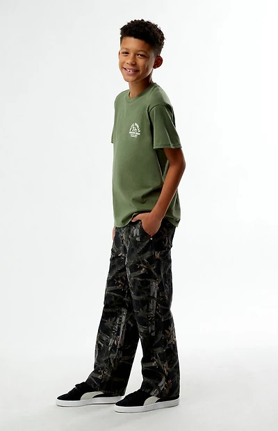 Pacsun Kids Camo Carpenter Baggy Pants Black