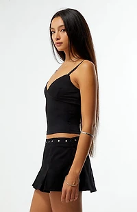 Third Charm Studded Pleated Mini Skirt