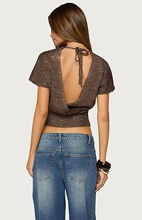 Edikted Shirah Backless Sequin Knit Top