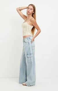 Pacsun Sloane Low Rise Ultra Baggy Jeans Cargo Light Blue