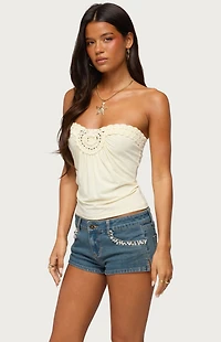 Edikted Ashlinn Crochet Strapless Top