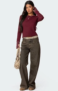 Edikted Waffle Long Sleeve T-Shirt