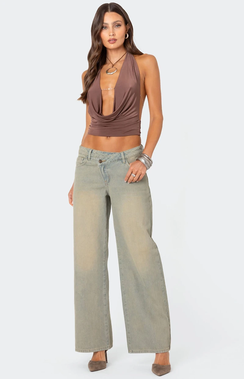 Edikted Deep Cowl Neck Open Back Top