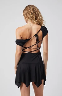 Third Charm Off The Shoulder Cupro Knit Mini Dress