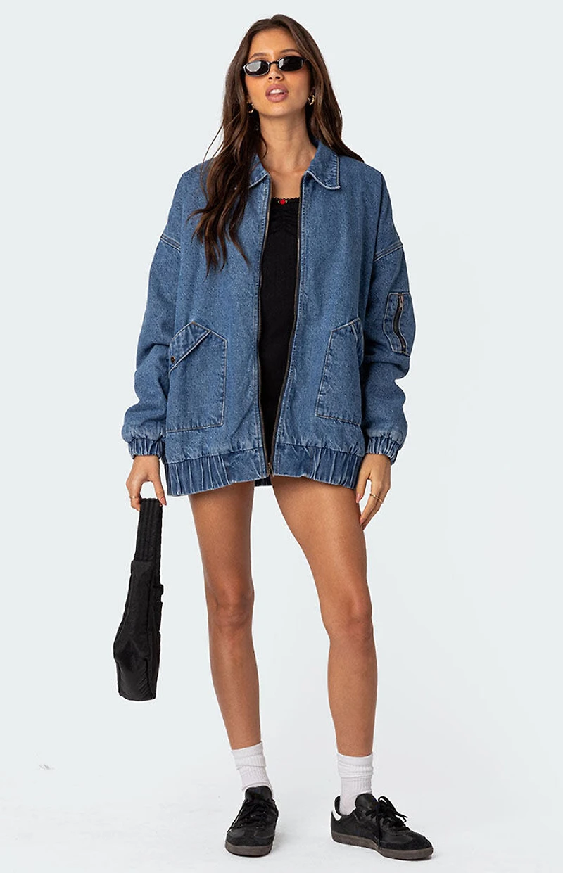 Edikted Sophie Oversized Washed Denim Coat