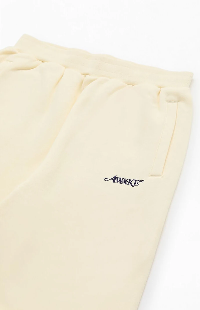 Awake NY Cream Classic Logo Sweatpants