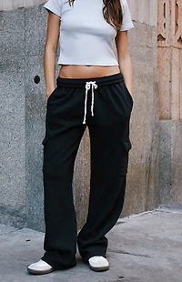 John Galt Black Anastasia Cargo Sweatpants