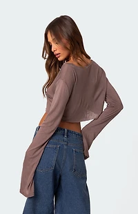 Edikted Sheer Raw Hem Crop Top