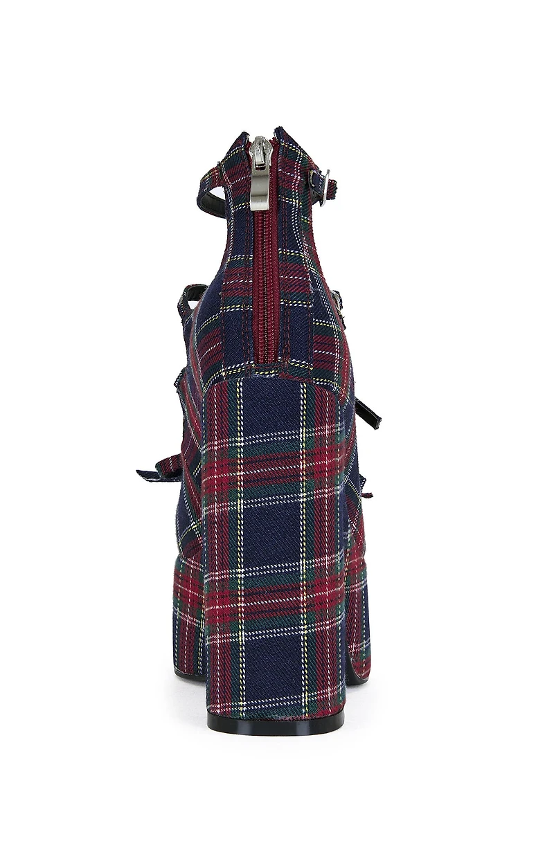 AZALEA WANG Georgina Plaid Platform Mary Jane Shoes