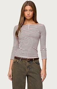 Edikted Avigyle Striped Boat Neck Top