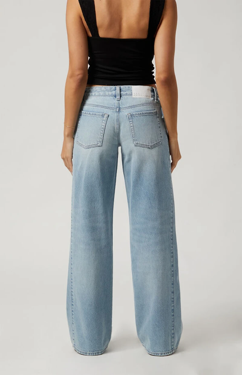 Pacsun Casey Low Rise Baggy Jeans Bow Tie Light Indigo