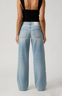 Pacsun Casey Low Rise Baggy Jeans Bow Tie Light Indigo