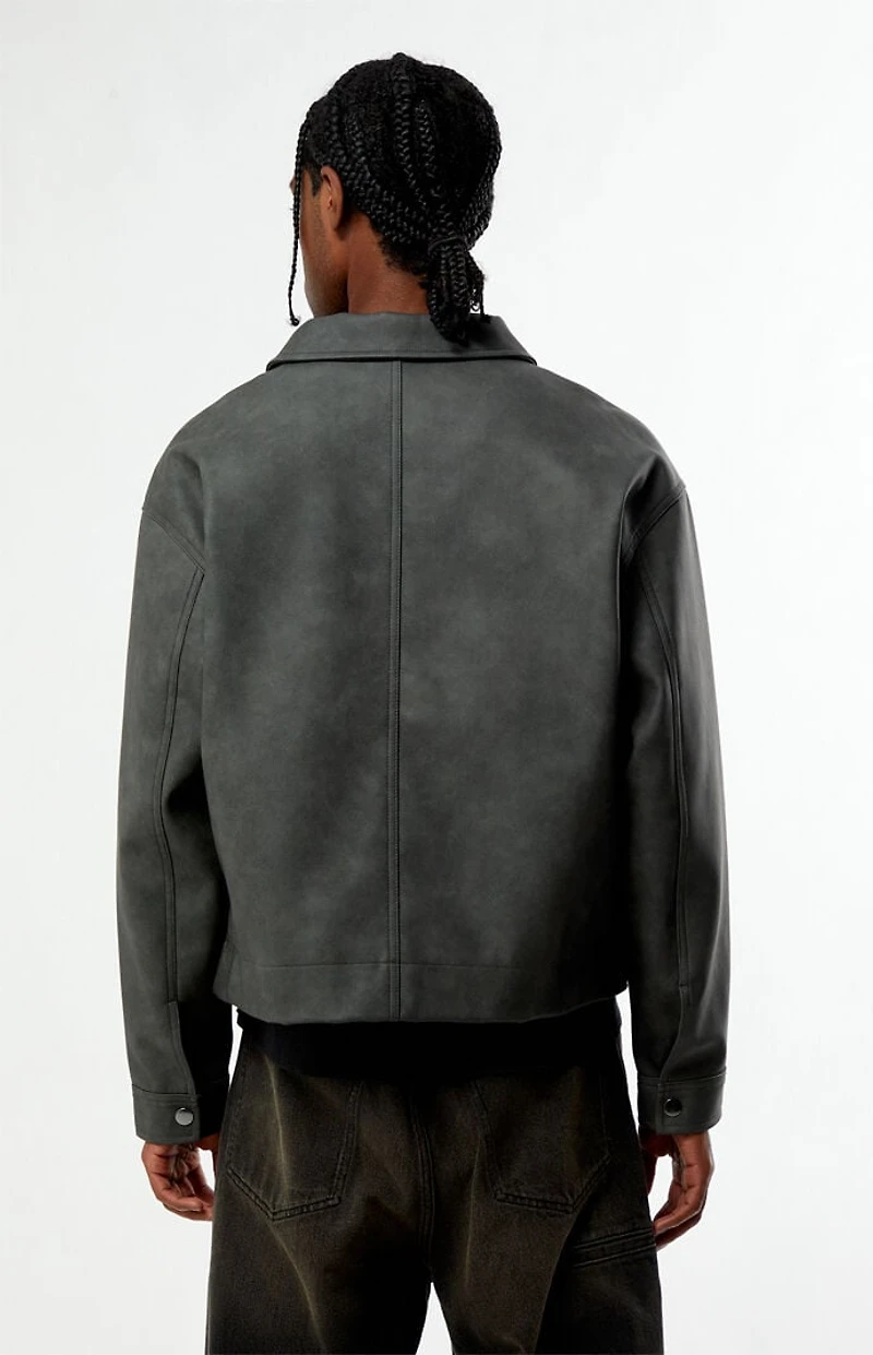 Pacsun Gray Faux Leather Billie Gas Jacket