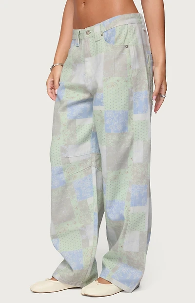 Edikted Patchwork Low Rise Baggy Jeans