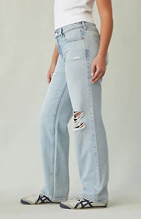 Pacsun Jordyn Low Rise Straight Leg Jeans Ripped Light Indigo