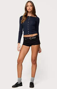 Edikted Cameo Boat Neck Button Up Top