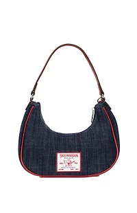 True Religion Red Wing Motif Denim Hobo Bag