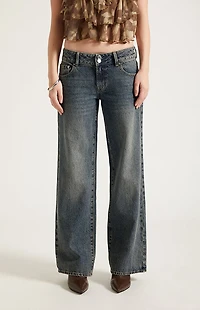 Pacsun Zoe Low Rise Girlfriend Jeans Dark Blue