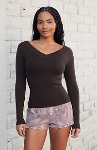 John Galt Gingham Keira Ruffle Pajama Shorts