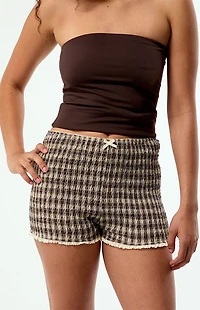 Daisy Street Honey Plaid Smocked Shorts