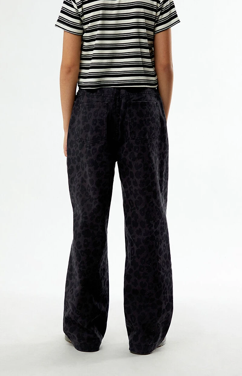 Pacsun Kids Leopard Baggy Jeans Black