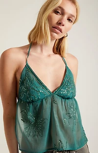 Third Charm Cleo Open Back Sequin Top