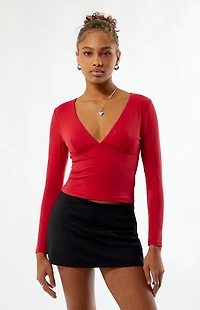 Your Favorite Gianna Plunge V-Neck Long Sleeve Top