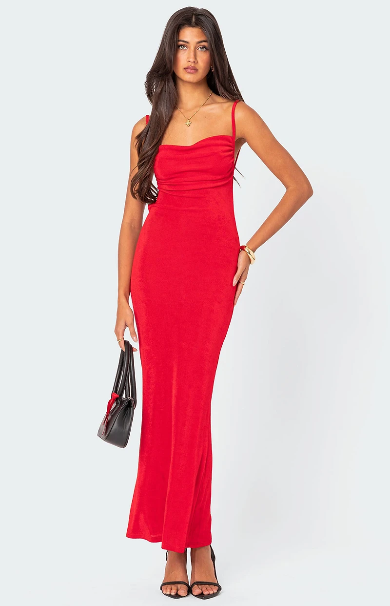 Edikted Clea Open Back Maxi Dress