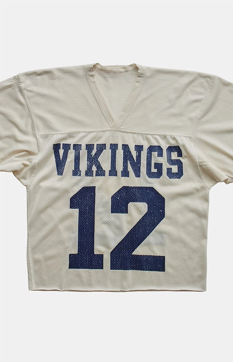 PS VINTAGE '90s Vikings Jersey V-neck Cropped Graphic Top