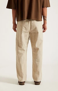 Pacsun Cream Striped Straight Leg Linen Pants