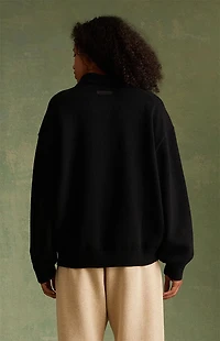 Fear of God ESSENTIALS Jet Black Knit Polo Sweater