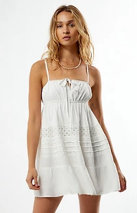 Your Favorite Tie Front Eyelet Babydoll Mini Dress